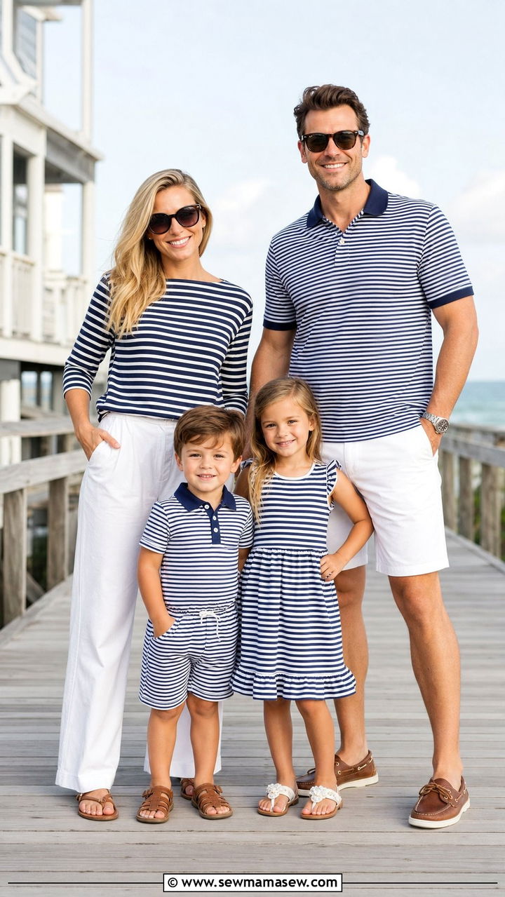 Striped tops and white bottoms family reunion outfit - 25 Family reunion outfit ideas matching