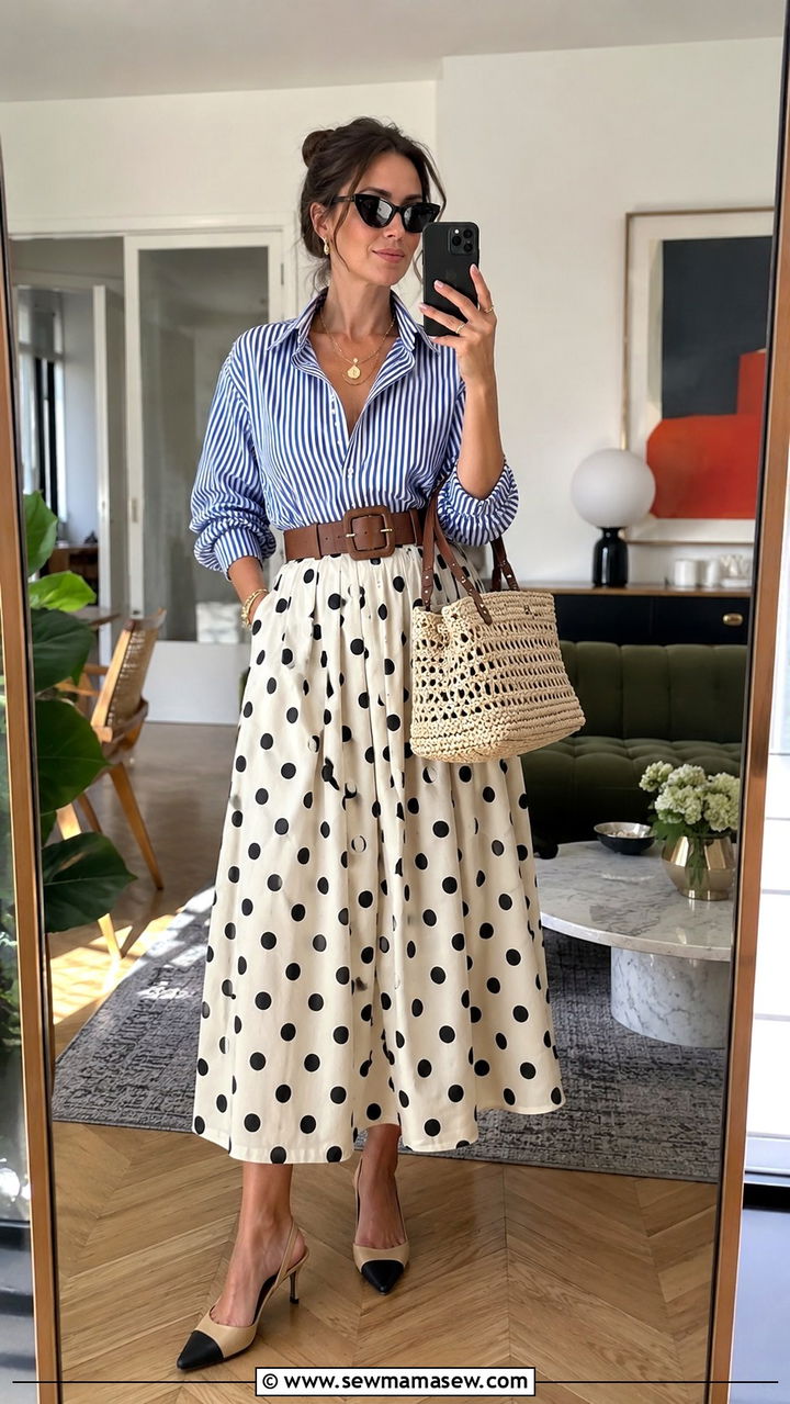 Stripes And Polka Dots Mixed Print Maximalist Outfit - 20 cute maximalist outfits