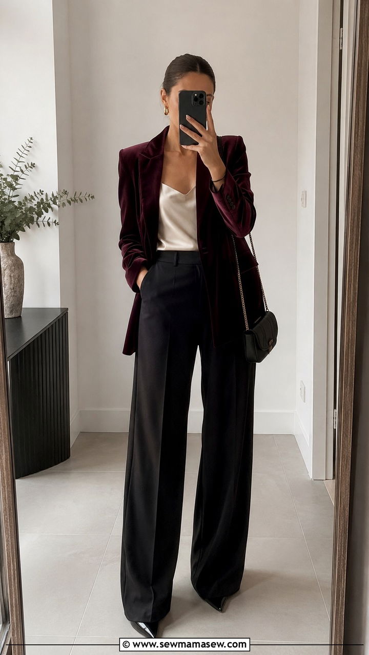 Structured Blazer And Wide Leg Trousers - 30 Party outfits for pear shape