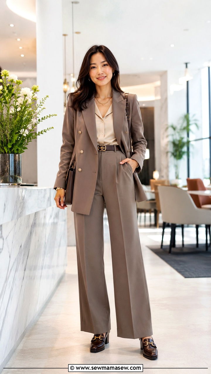Structured Blazer With Wide Leg Pants - 25 Petite outfit ideas with rectangle body