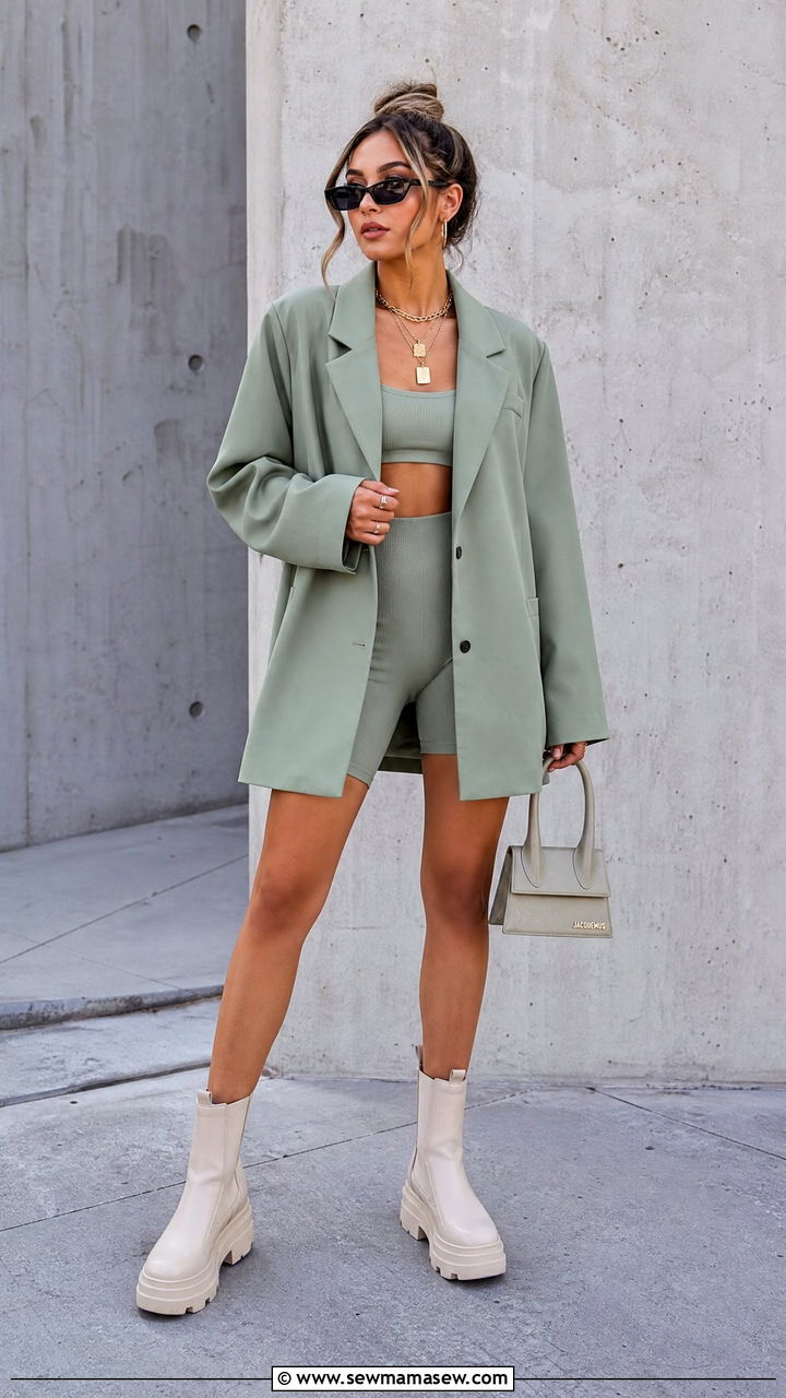 Structured Blazer and Biker Shorts Outfit for Life Is Beautiful - 25 Life is Beautiful outfit ideas
