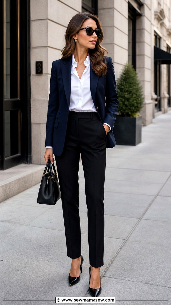 Structured Blazer with Pleated Midi Skirt and Ballet Flats - 40 Parisian outfit ideas