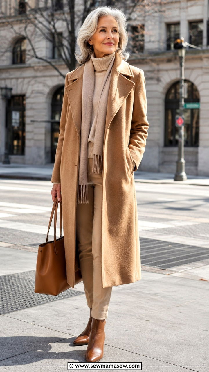 Structured Coat With A Turtleneck And Slim Pants - 30 Tall outfits for women over 60
