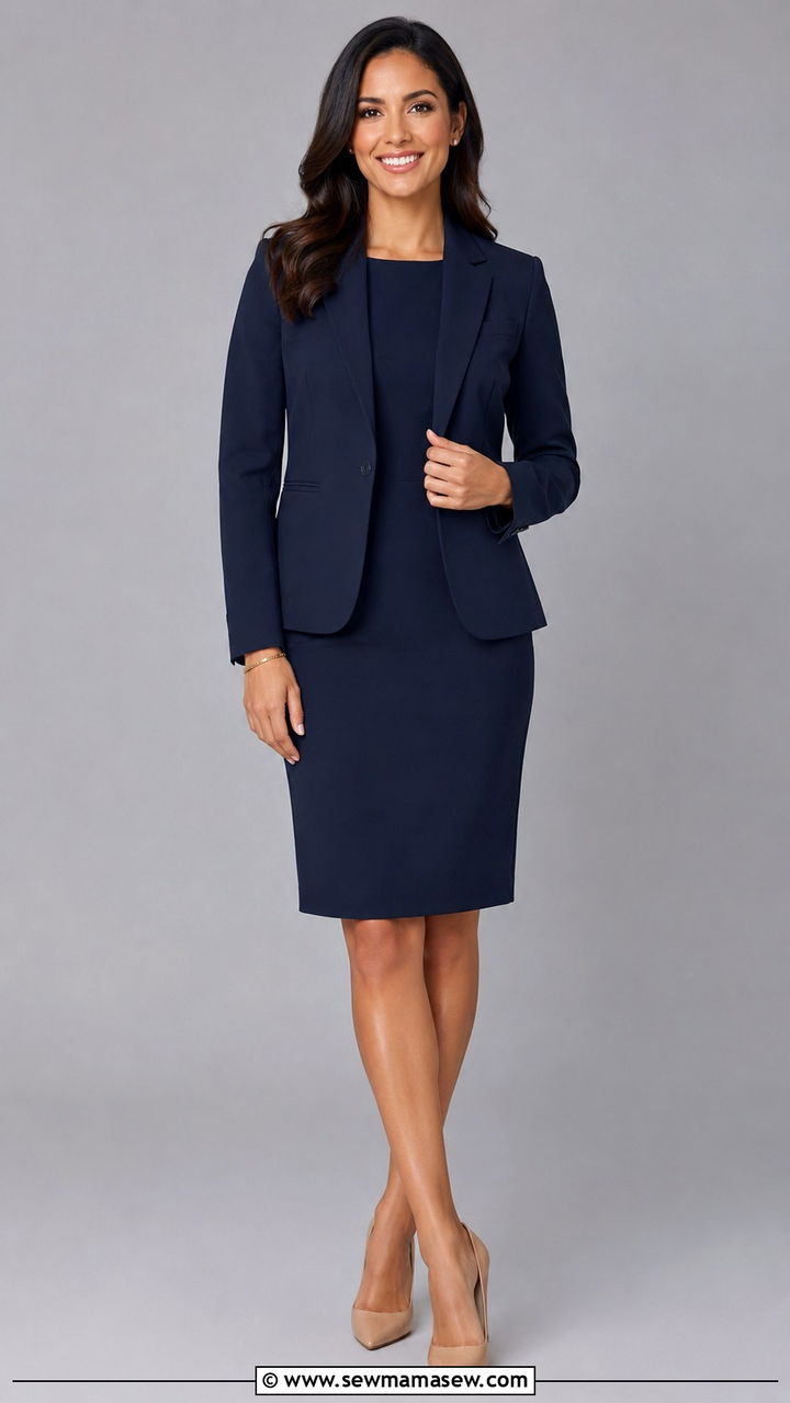 Structured Sheath Dress with Coordinating Blazer - 25 Professional headshot outfit ideas