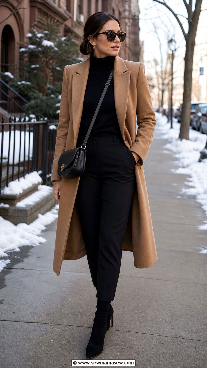 Structured Shoulder Coat with Slim Ankle Pants - 30 outfit ideas for pear shaped body