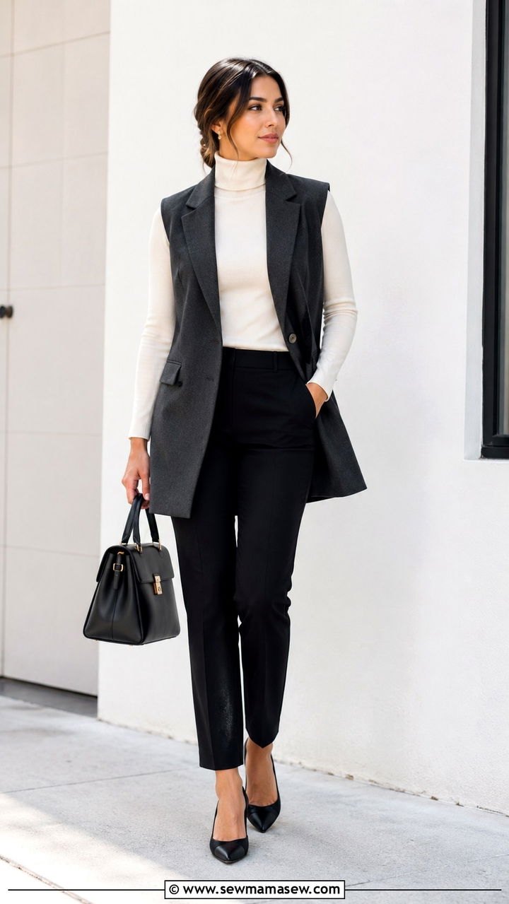 Structured Vest Office Outfit For Pear Shape - 25 Outfit ideas for pear shape for work
