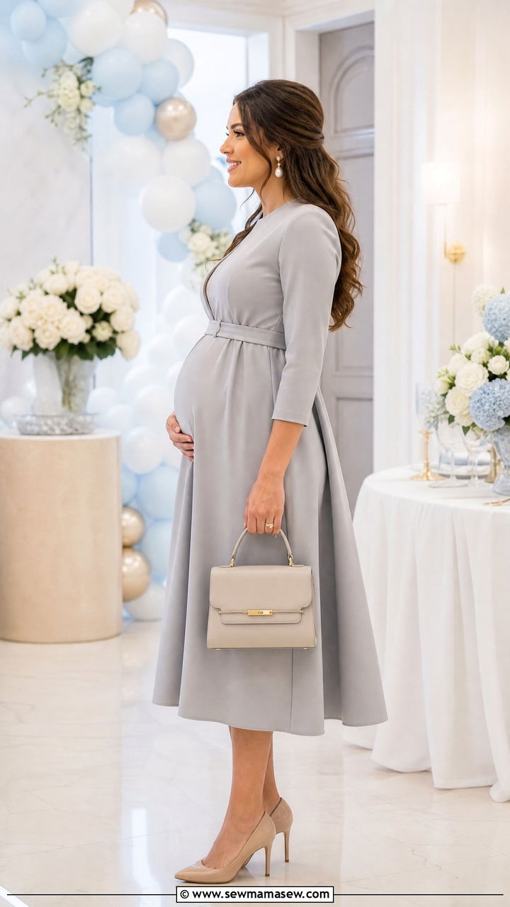 Structured belted midi dress for gender reveal - 25 Gender reveal outfit ideas
