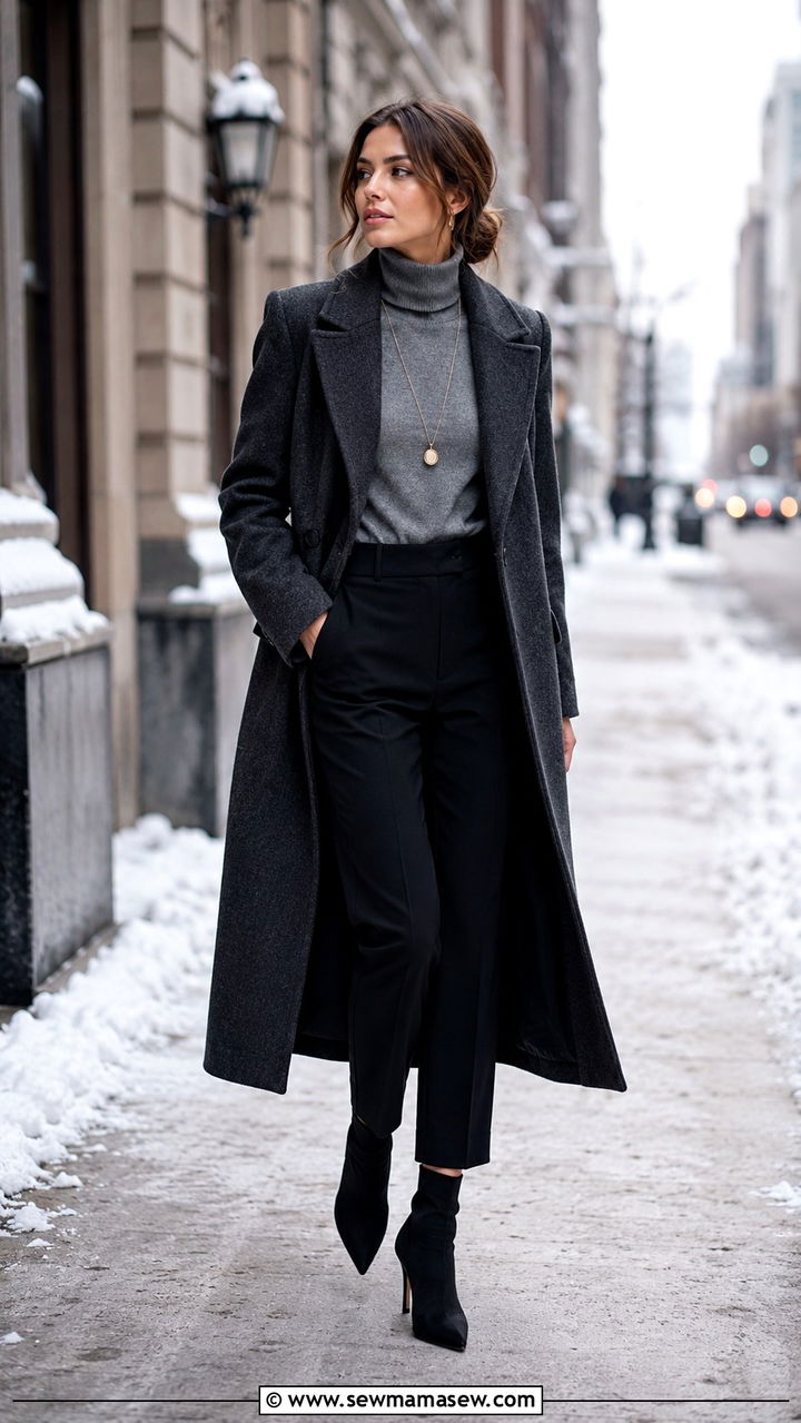 Structured long coat with ankle cropped pants petite - 30 Petite outfit ideas to balance proportions