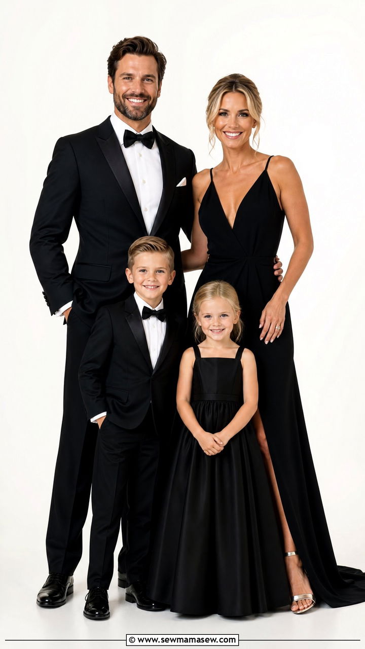 Studio Formal Black Tie Family Photo Outfits - 30 Elegant family photo outfit ideas