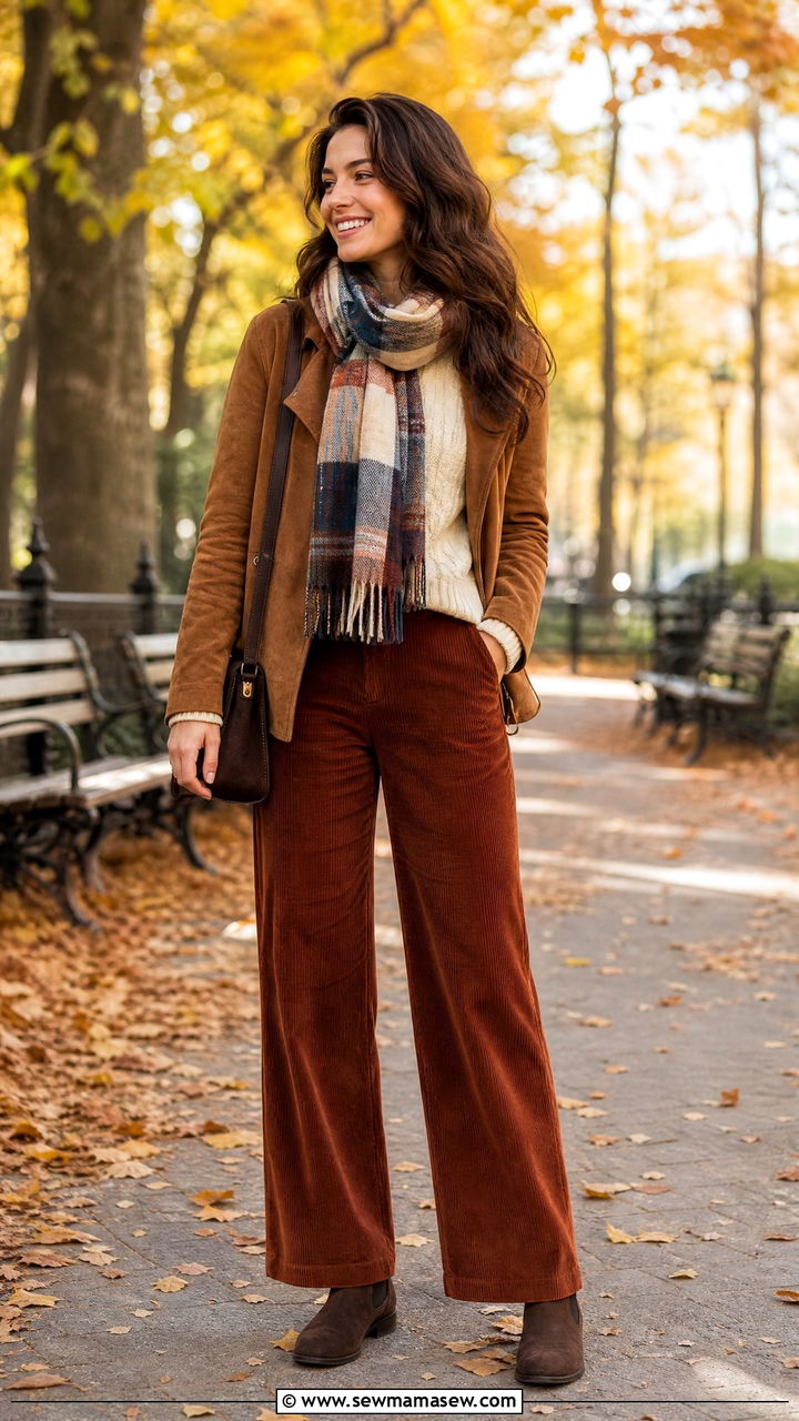 Suede Jacket Outfit With Corduroy Trousers - 30 Suede jacket outfit ideas