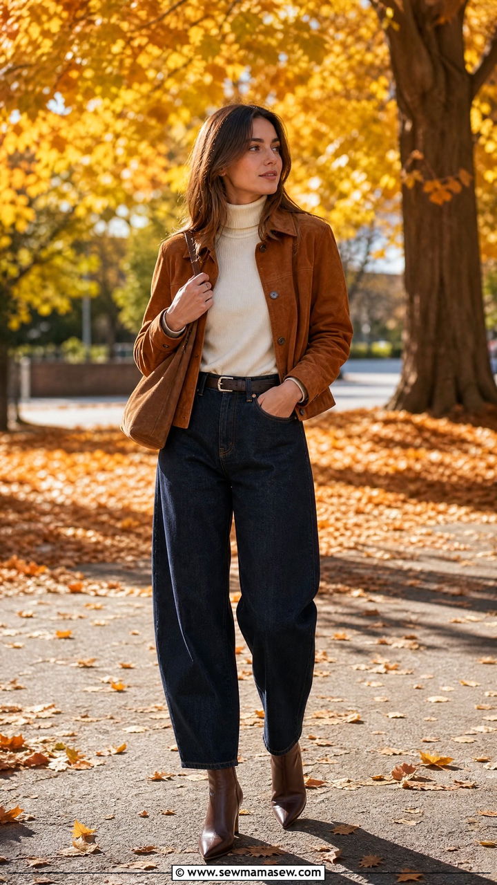 Suede Jacket With Barrel Jeans Outfit - 25 how to style barrel jeans