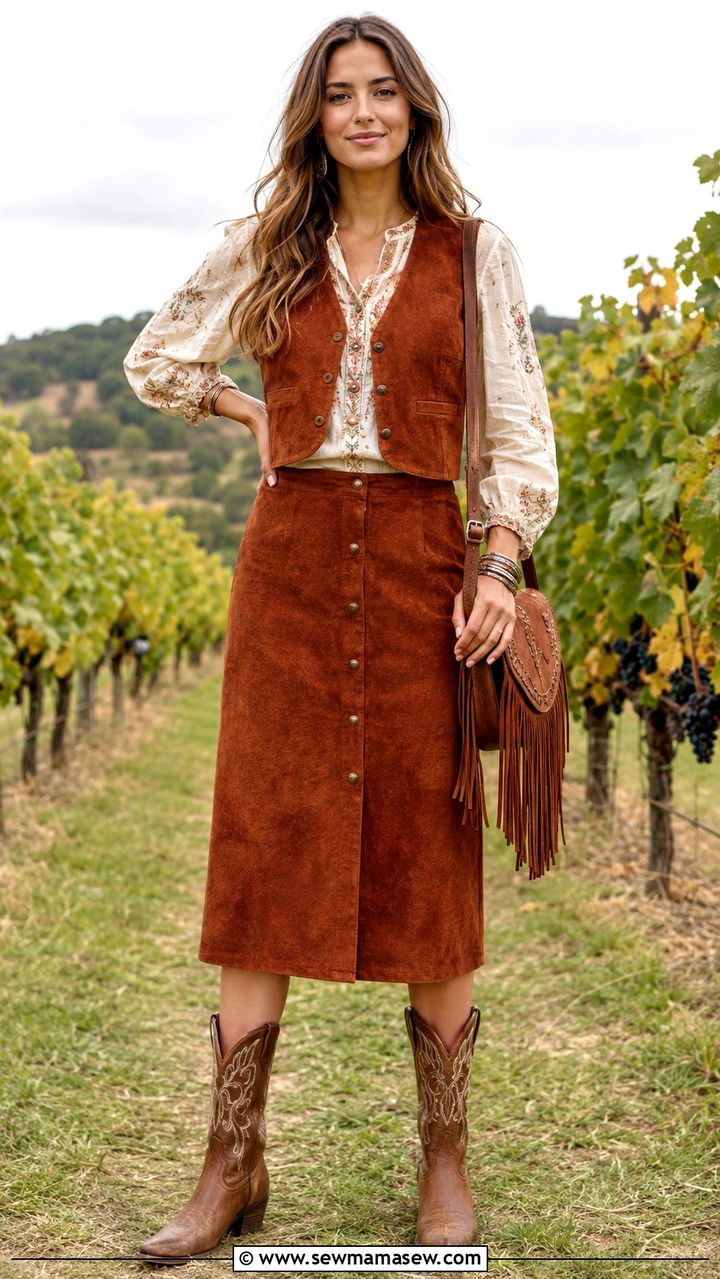 Suede Mini Skirt With Oversized Plaid Flannel And Combat Boots - 20 Western outfit ideas with suede skirt
