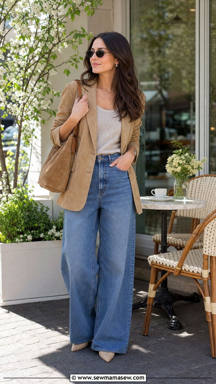 Suede blazer and jeans outfit spring - 25 Spring suede outfits
