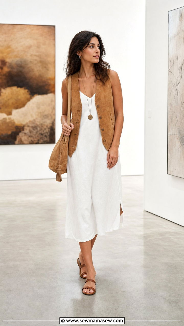 Suede vest layered spring outfit - 25 Spring suede outfits