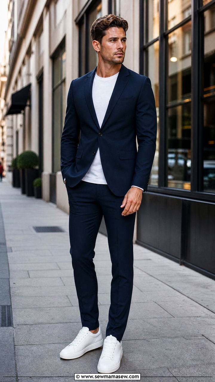 Suit with Sneakers - 25 Business casual outfits with sneakers