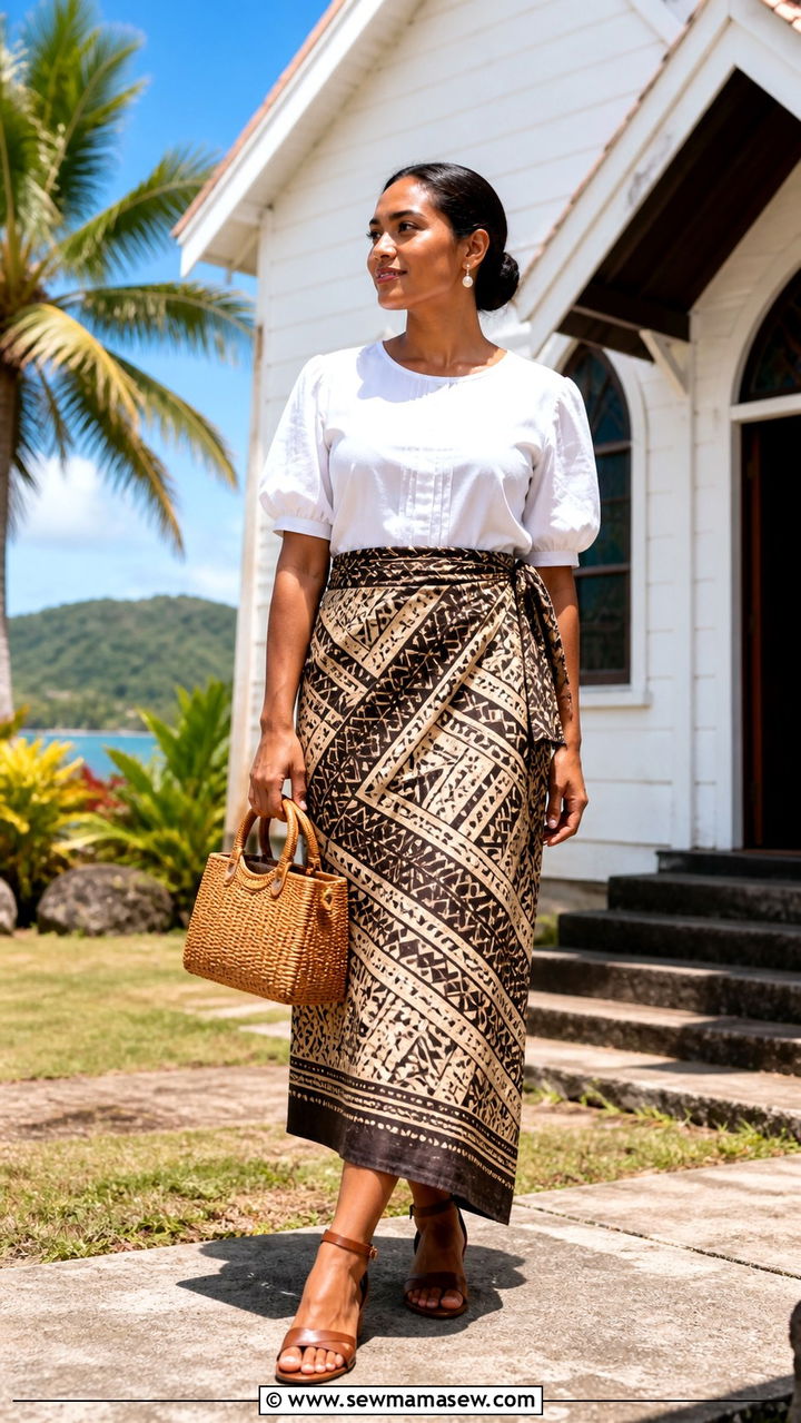 Sulu wrap skirt and cotton blouse outfit for Fiji church service - 40 What to wear in Fiji