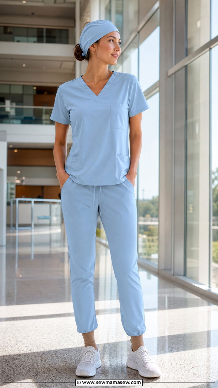 Summer Breezy V Neck Scrub Set With Lightweight Sneakers - 25 Icu nurse outfit ideas