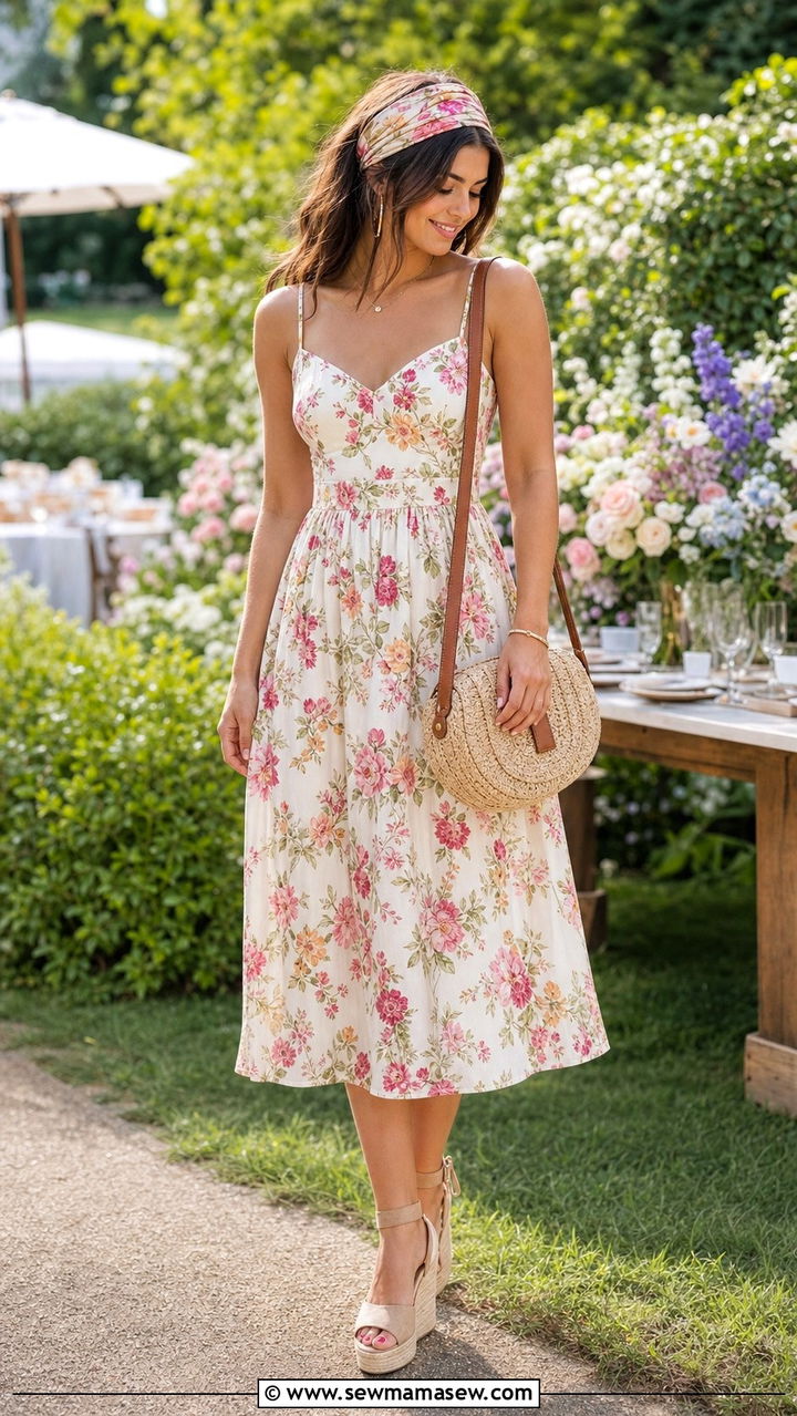 Summer Sundress With Silk Scarf Headband - 25 summer outfits with hair scarf