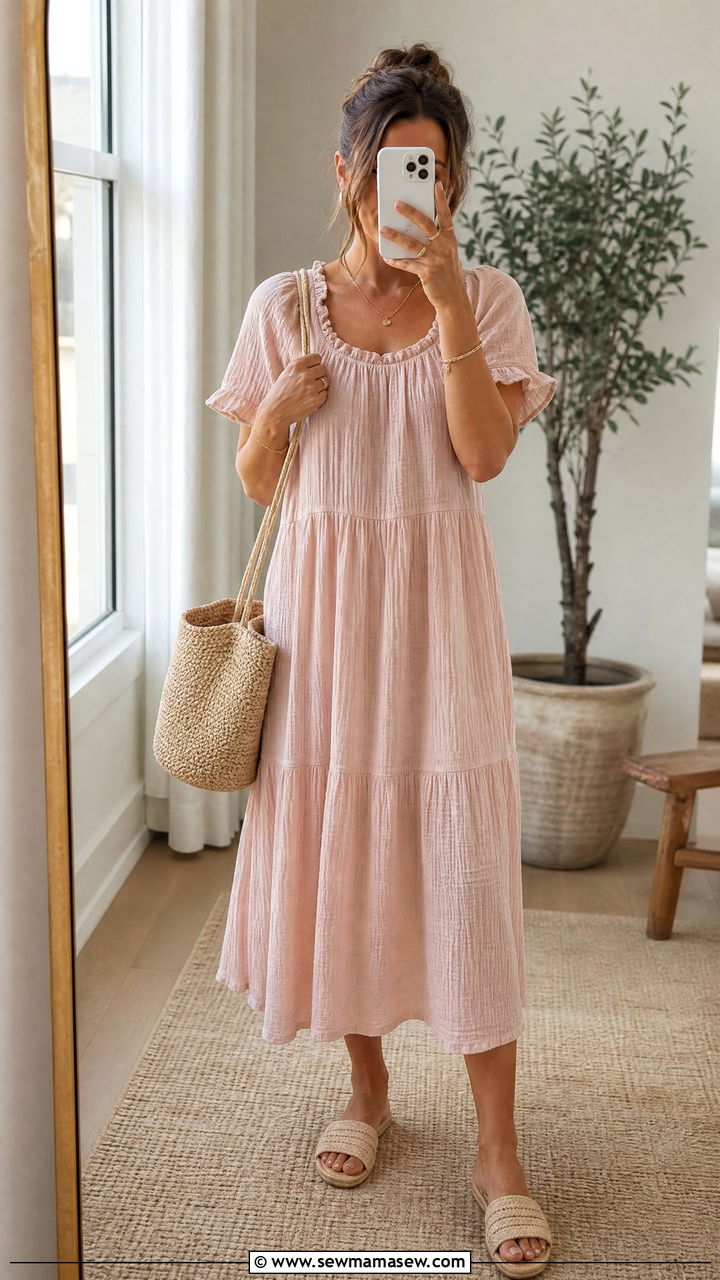 Summer cotton gauze dress outfit - 30 Summer go to outfit formulas