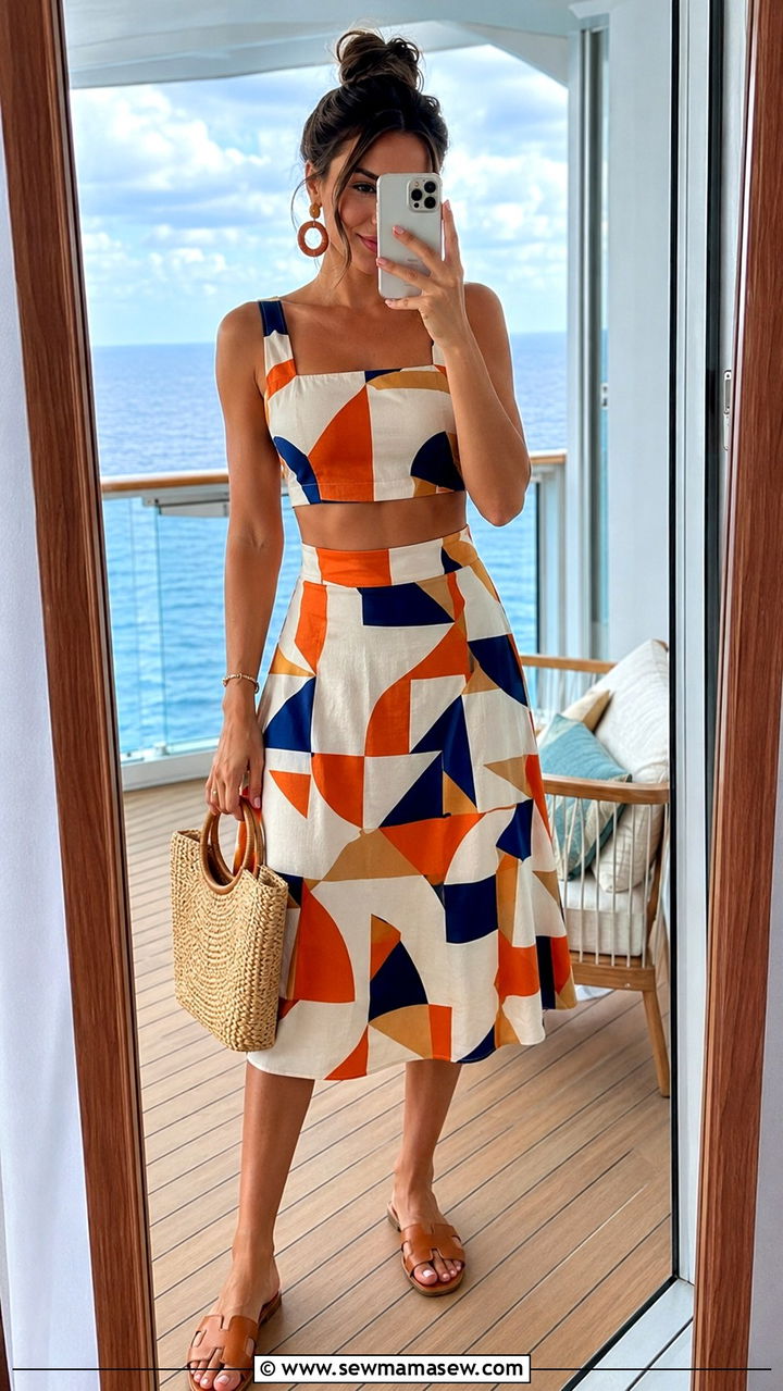 Summer cruise outfit with two piece matching set - 25 seasonal cruise outfit ideas