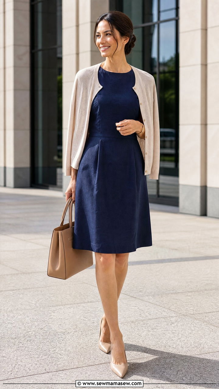 Summer linen work dress outfit - 30 Summer go to outfit formulas