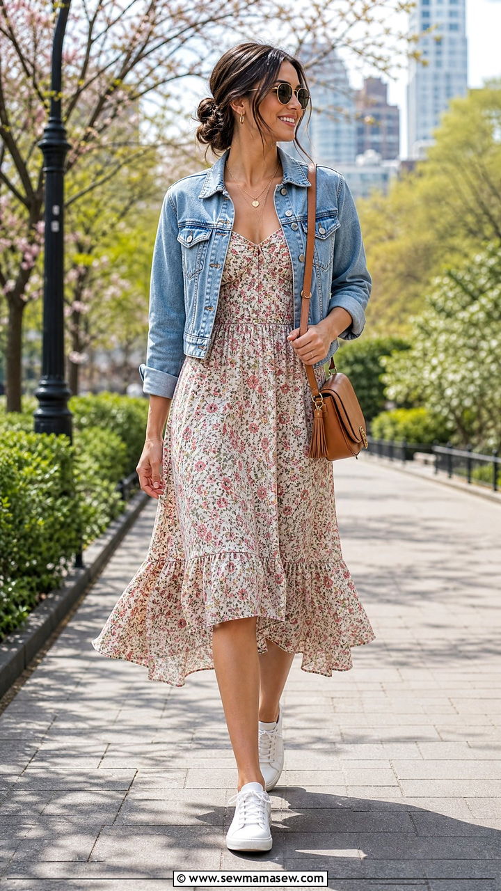 Summer sundress with denim jacket outfit - 30 Summer go to outfit formulas