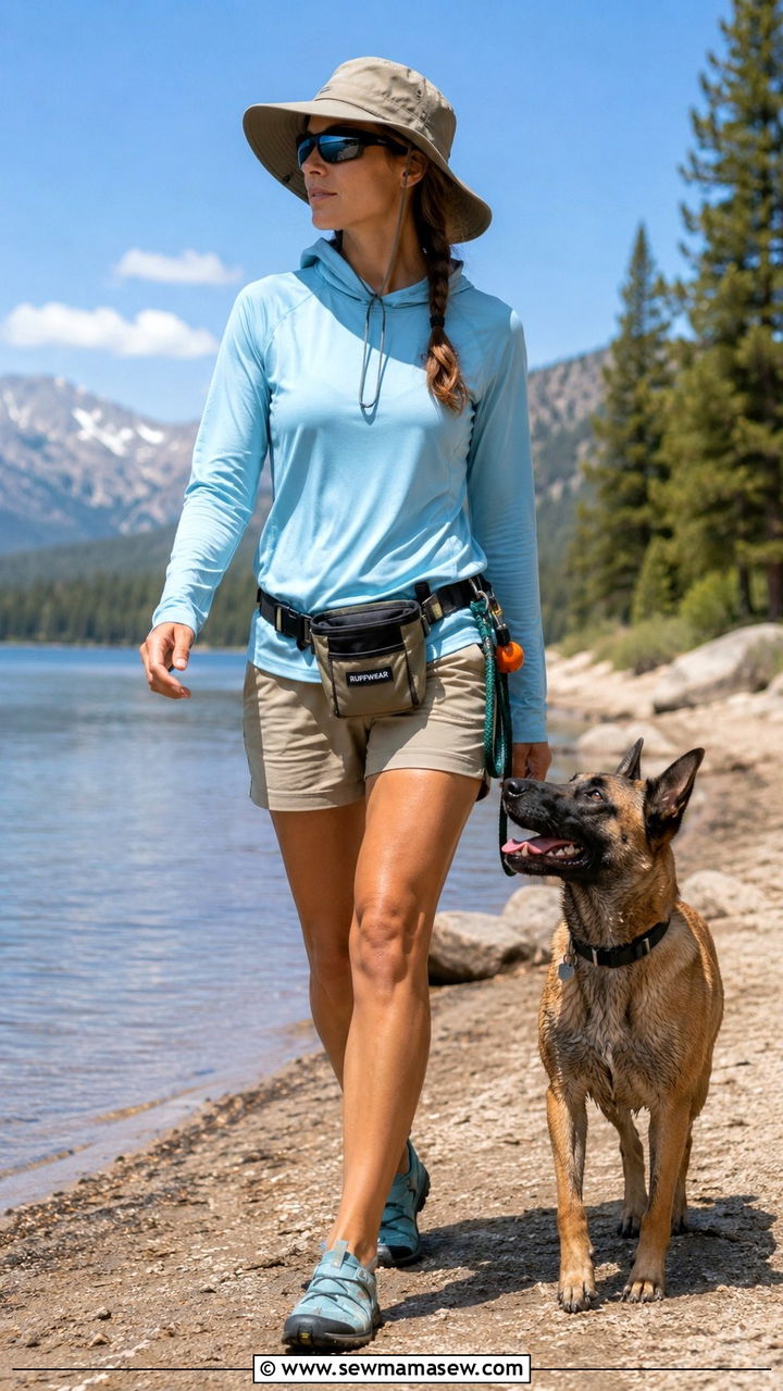 Sun hoodie and quick dry shorts hot climate dog trainer outfit - 30 Dog trainer outfit ideas