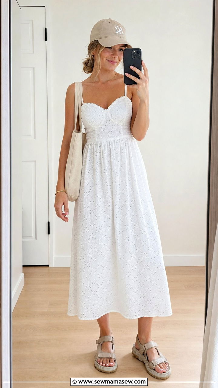 Sundress and Baseball Cap Outfit - 25 summer model off duty outfits