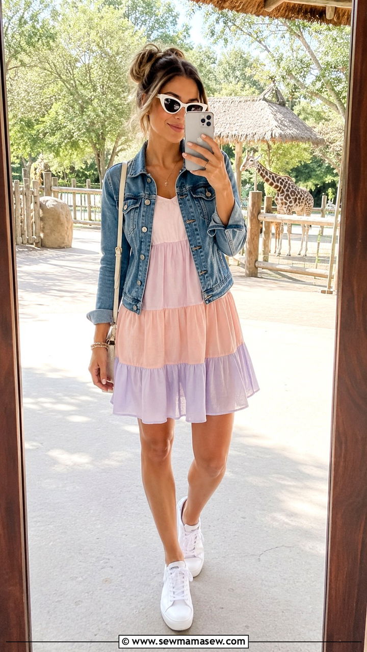 Sundress and denim jacket zoo outfit - 25 Zoo outfit ideas