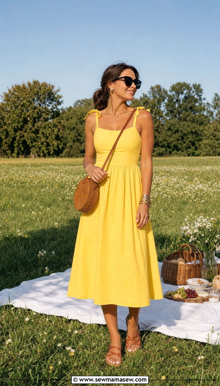 Sundress with gold bangles - 25 summer outfits with gold jewelry