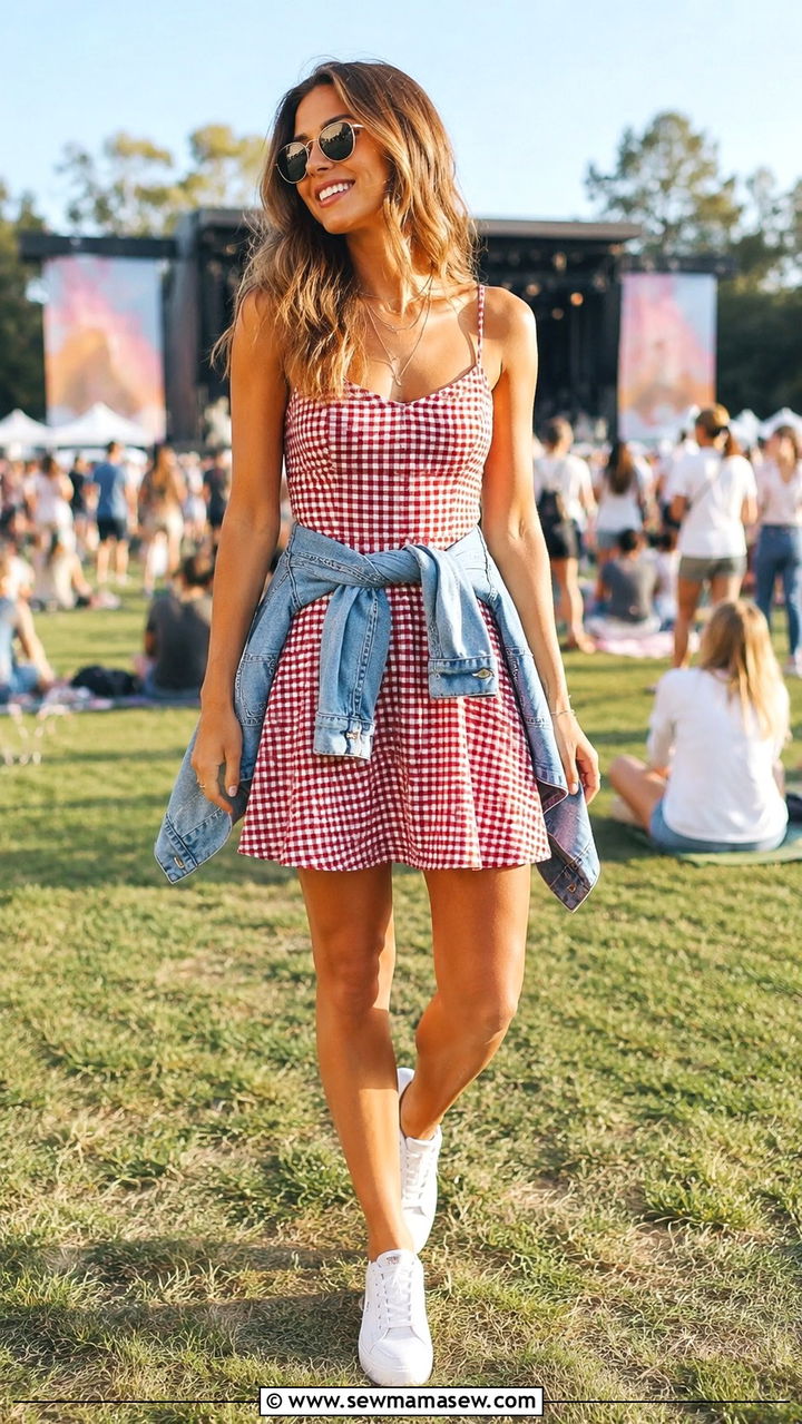 Sundress with white sneakers - 30 cute summer concert outfits