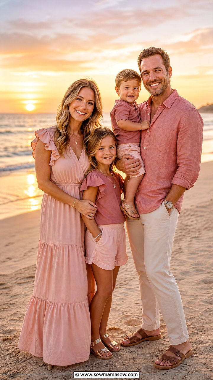Sunset Color Matching Family Outfits - 30 Matching summer family outfits