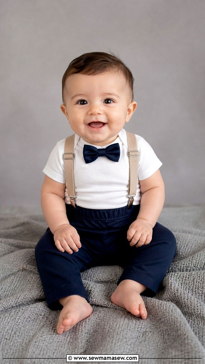 Suspender Pants with Dress Shirt - 20 6 month photo outfit ideas