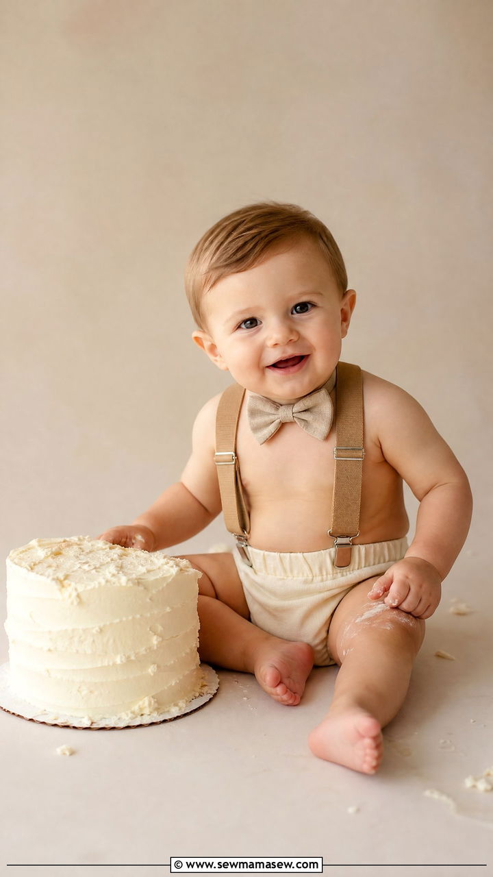 Suspenders and Bow Tie Cake Smash Outfit - 25 Cake smash outfit ideas