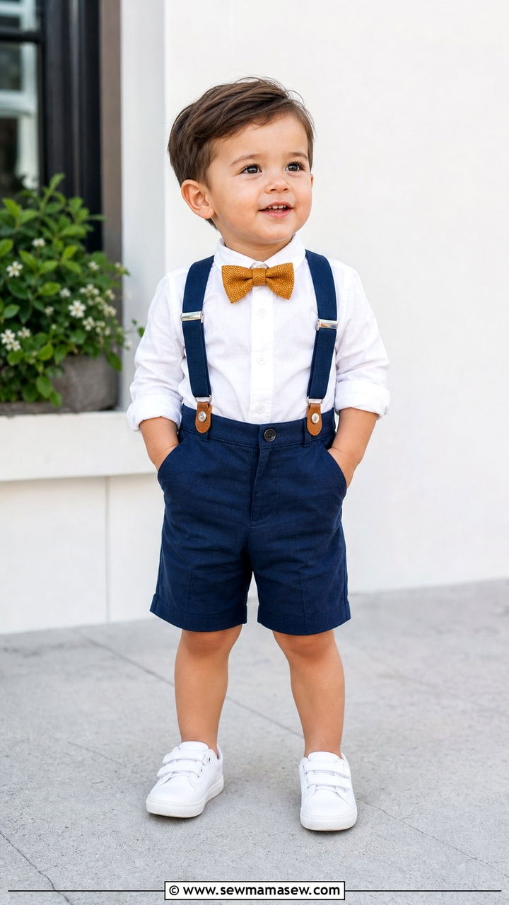 Suspenders and bow tie birthday outfit for a boy - 35 Birthday outfit ideas for kids