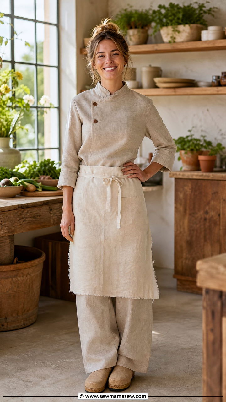 Sustainable Linen Chef Outfit - 25 Chef outfit ideas for women