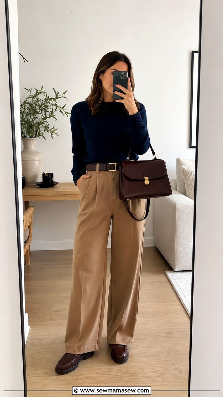 Sweater And Loafers With Wide Leg Trousers - 25 Wide leg pants outfit ideas with a sweater
