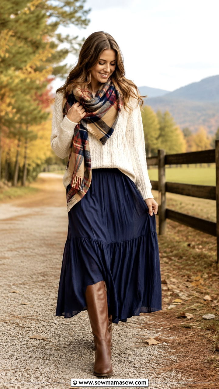 Sweater And Maxi Skirt With Riding Boots Outfit - 30 Maxi skirt outfit ideas with boots