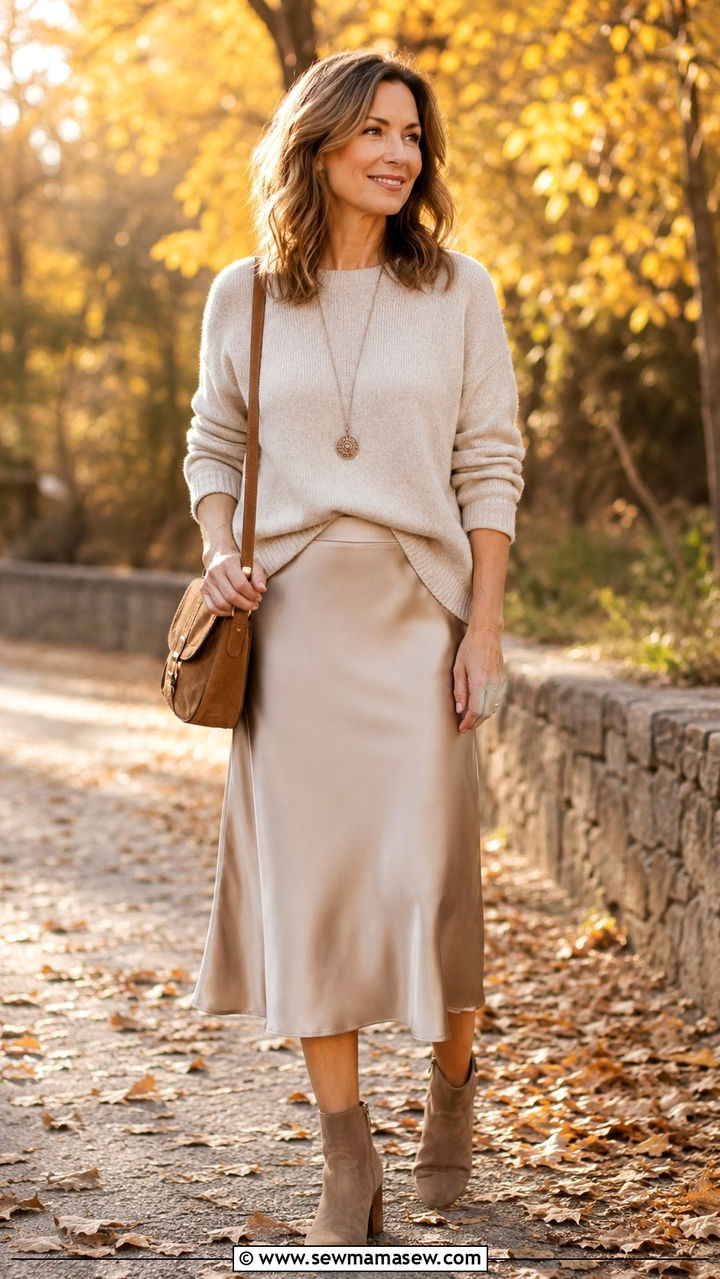 Sweater And Midi Skirt Outfit - 30 Outfit ideas for Gen X women