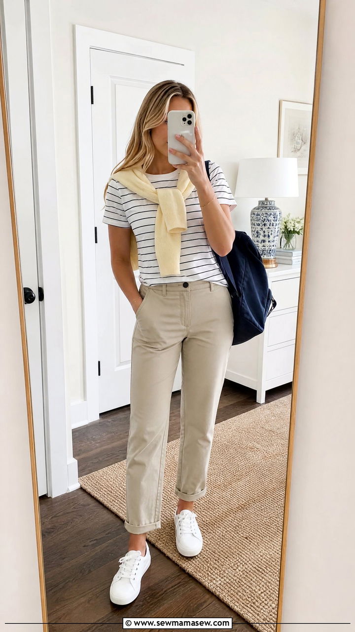 Sweater Draped Over Shoulders With Chinos and Sneakers Outfit - 25 Ivy league outfit ideas 2026