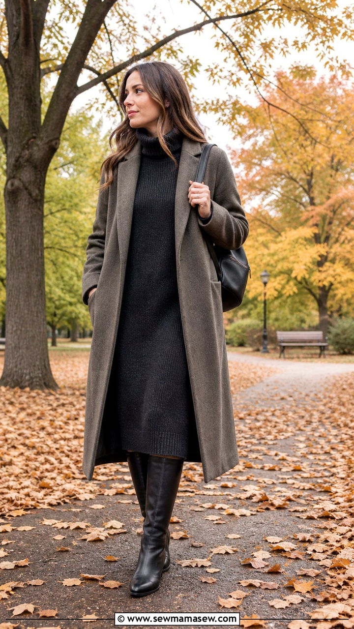 Sweater Dress Mom Outfit With Knee High Boots - 40 Stylish outfits for moms