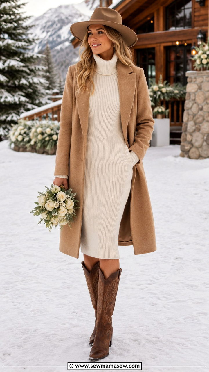 Sweater Dress With Cowboy Boots Winter Wedding - 20 How to style cowboy boots for a wedding