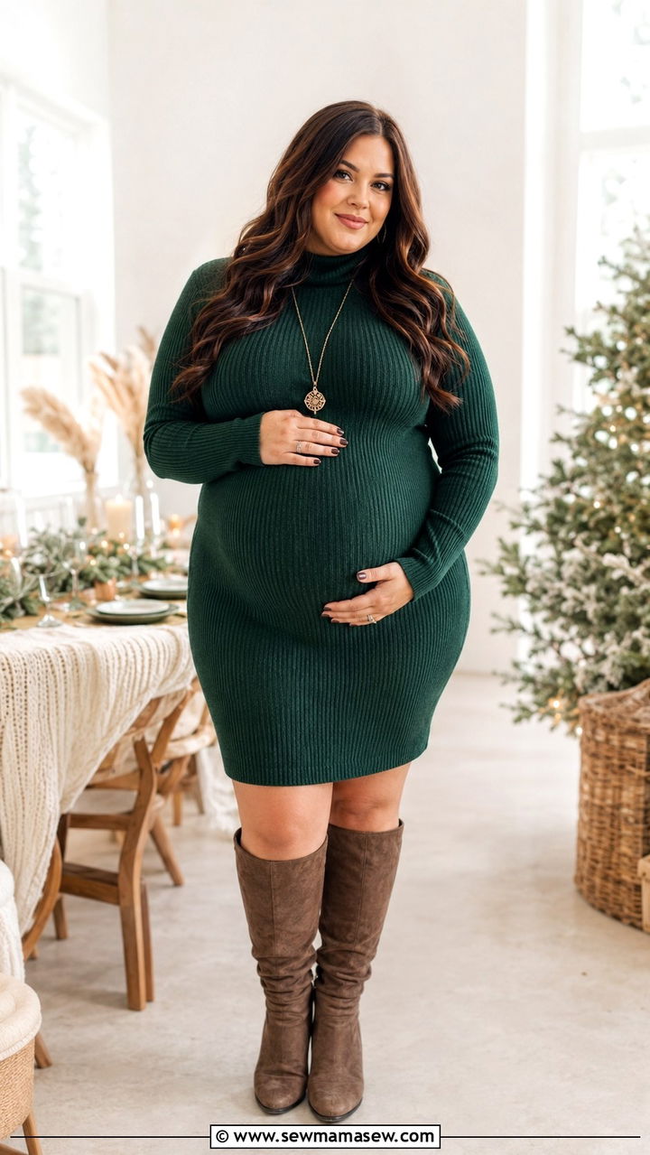 Sweater Dress With Knee High Boots - 30 Plus size outfit ideas for baby shower