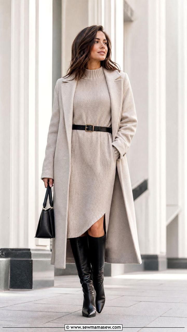 Sweater Dress With Knee High Boots Spring Outfit - 25 Spring outfits with knee high boots