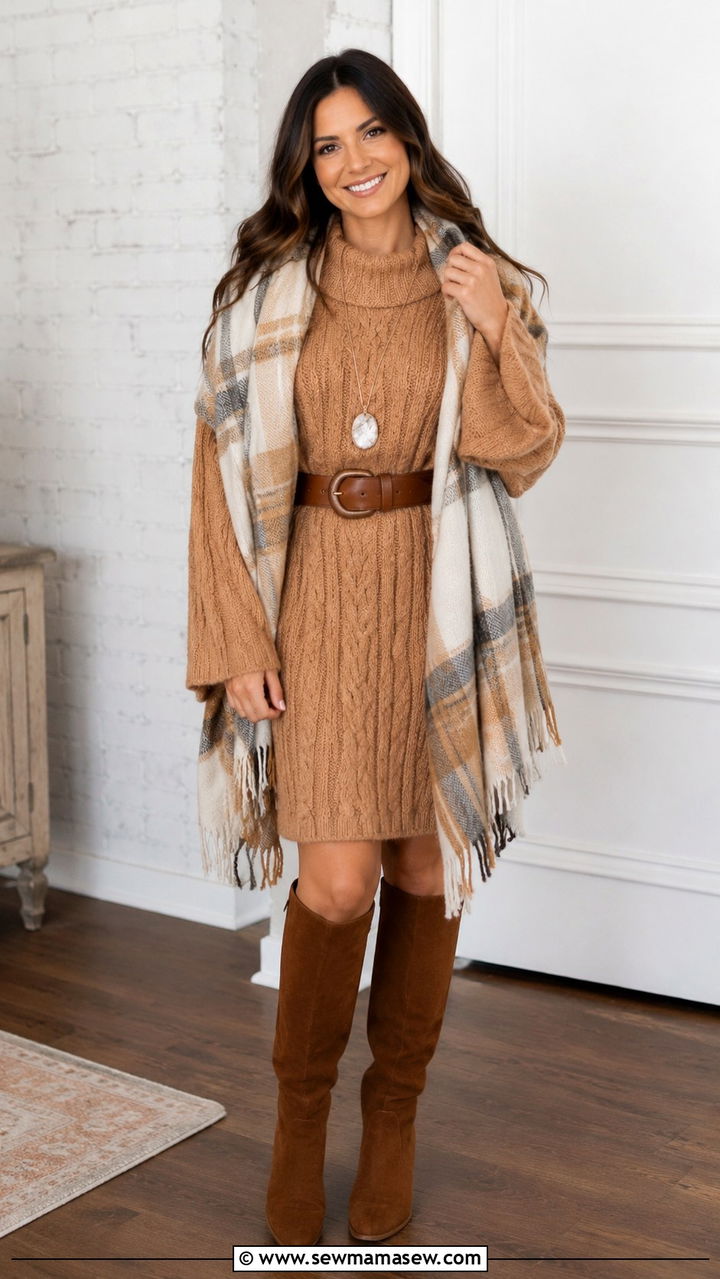 Sweater Dress With Knee High Suede Boots Boho - 25 boho chic outfits inspo