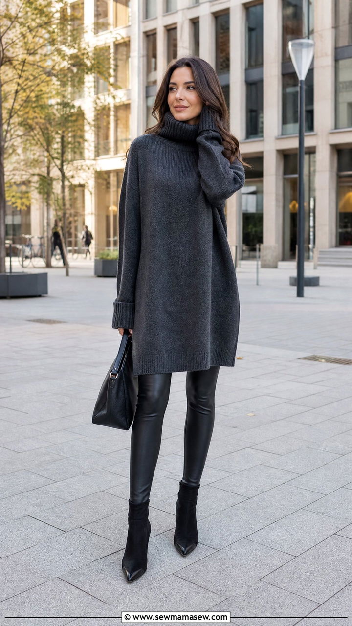 Sweater Dress With Leggings - 35 How to style a sweater dress