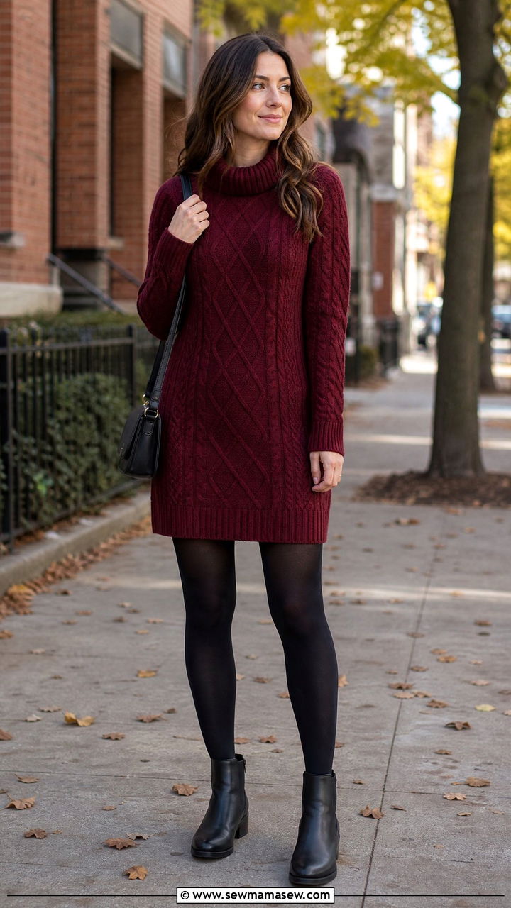 Sweater Dress With Tights - 35 How to style a sweater dress