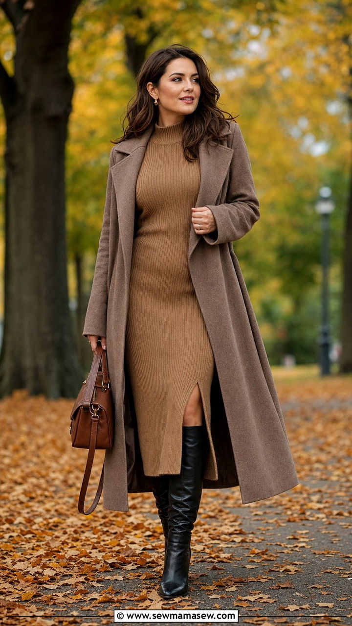 Sweater Dress and Knee High Boots Outfit - 25 Cute outfits for midsize women