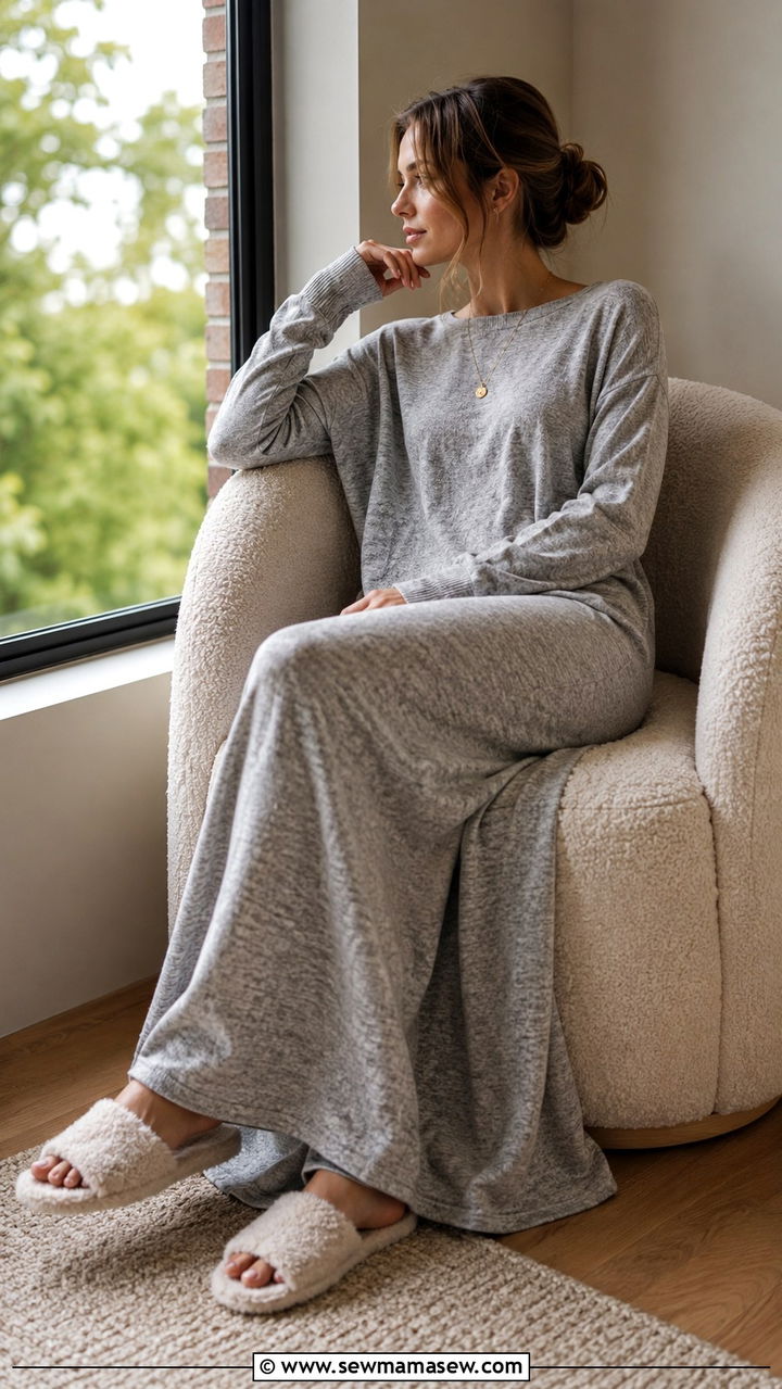 Sweater Knit Maxi Lounge Dress - 25 Minimalist loungewear outfit ideas