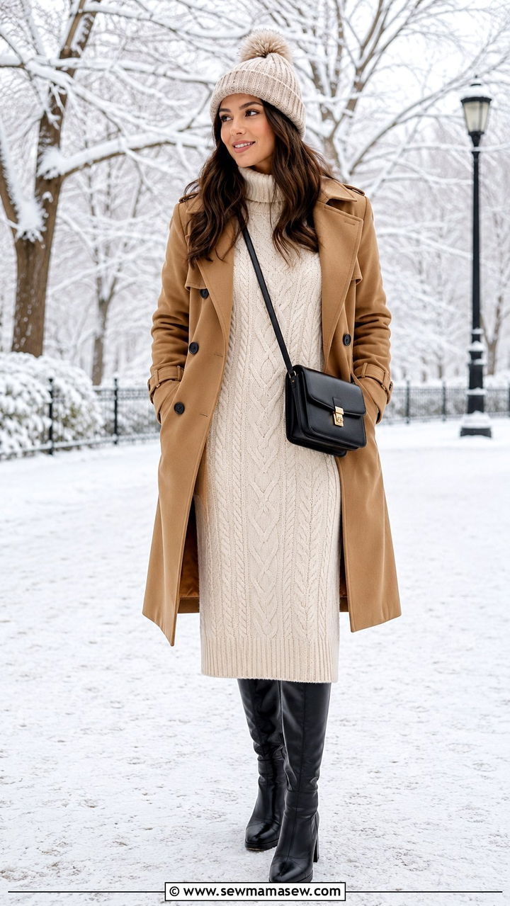 Sweater Midi Dress With Trench Coat Outfit - 25 Midi dress with trench coat outfit ideas